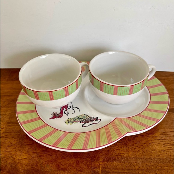 Rosanna Ceramic Snack Plates Set of TWO, Coffee Cup with Oval Underplate - Picture 8 of 10